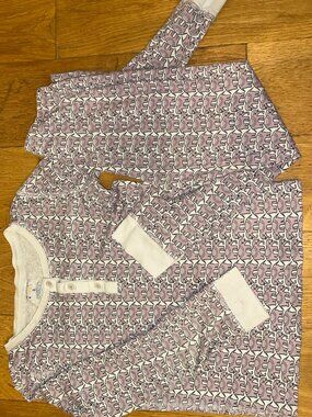 Roller Rabbit Kids Pajama Set - White with Purple Elephants